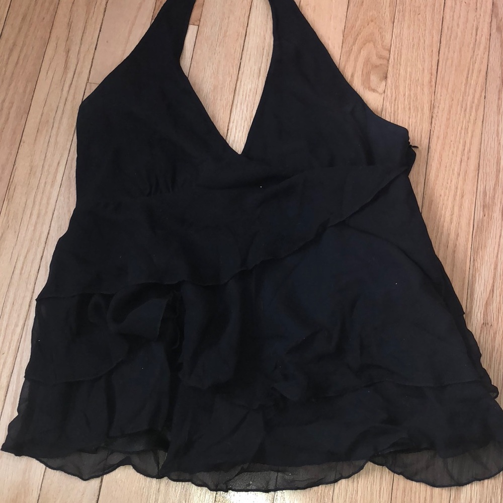 Spenser Jeremy black ruffled halter top